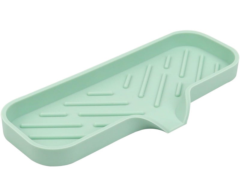 YASMEN Silicone Bathroom Soap Dishes, Sink Sponge Holder for Kitchen, Rubber Soap Dish with Drain, Shower Soap Sponge Tray, Sink or Counter Organizer, for Bar Soap, Bottle, Dish Soap Dispenser- Green - Image 1